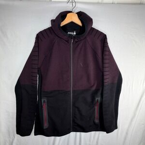 Smartwool Full Zip Hoodie XL Burgundy Black Merino Wool Blend Active Jacket